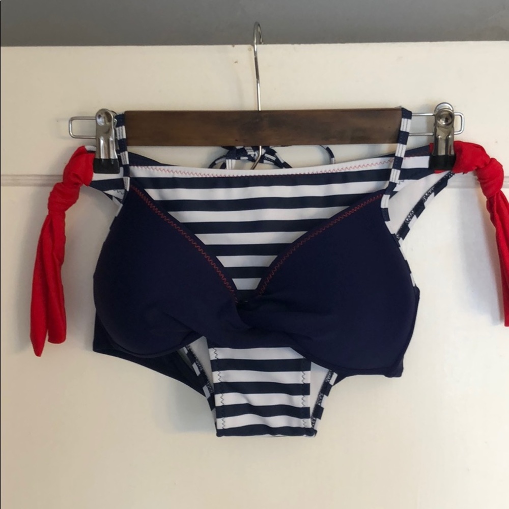 Zaful Navy Nautical Bikini Set